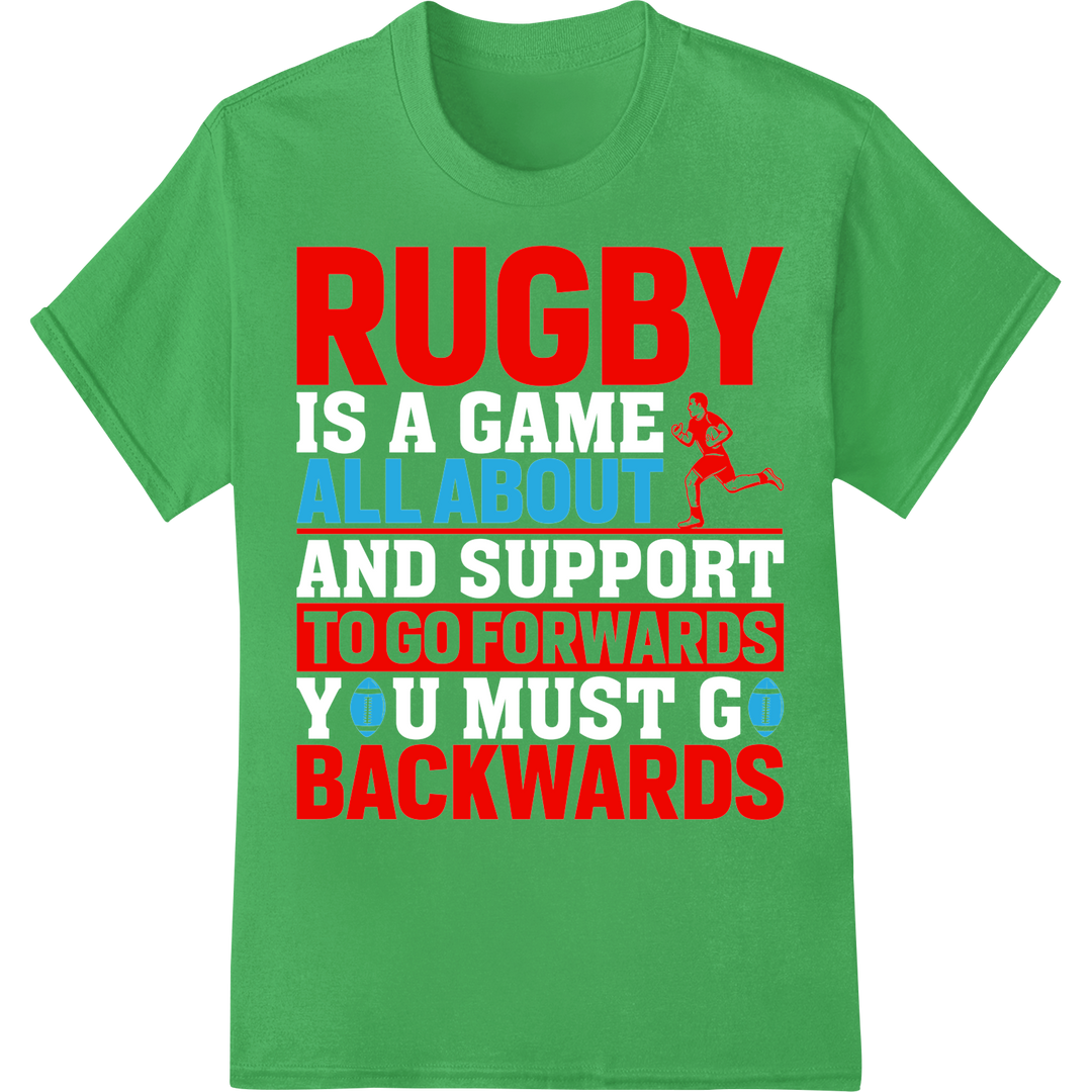 Bold Rugby DTF Print: Tackle Style Forward & Back on green shirt - SUPERDTF-DTF Prints-DTF Transfers-Custom DTF Prints