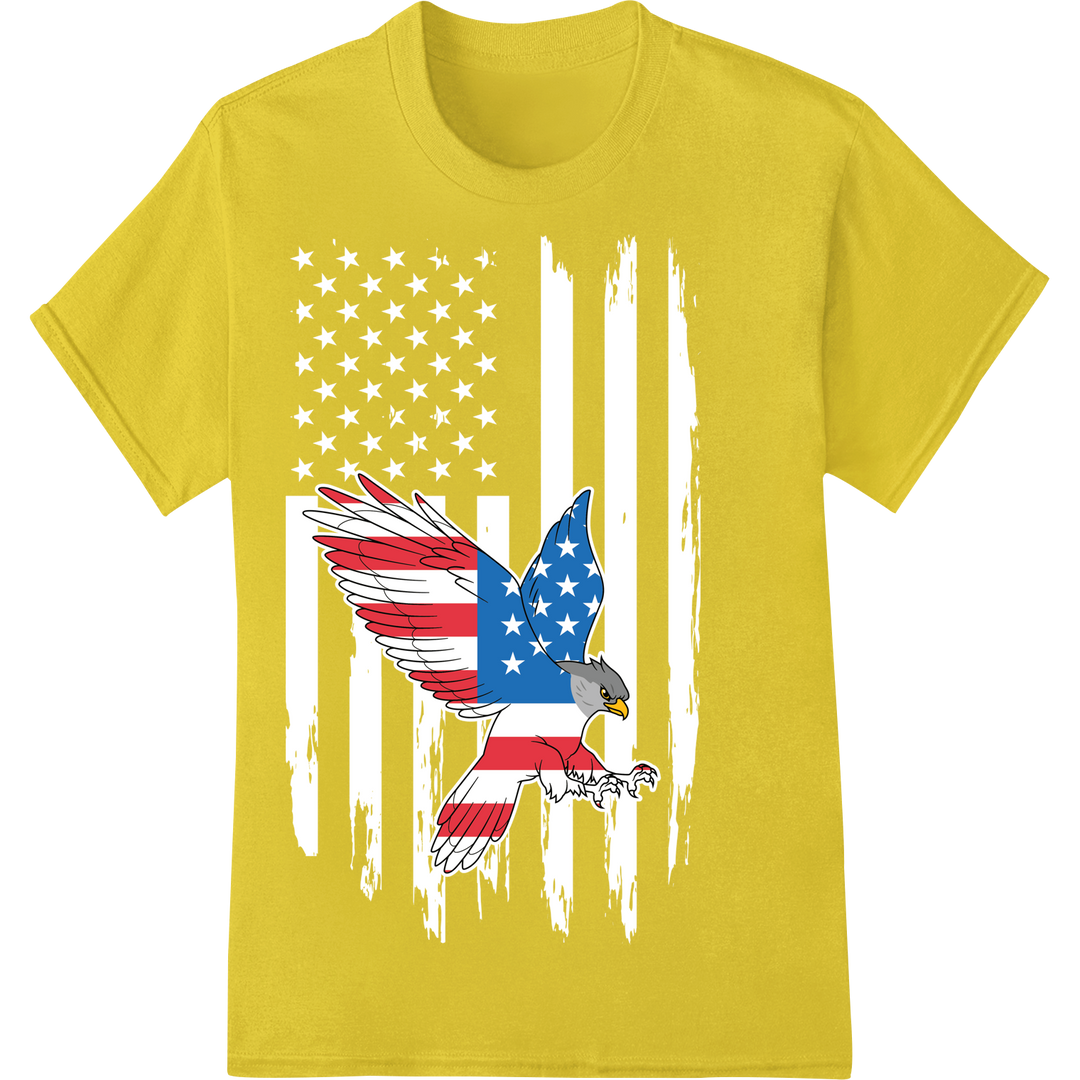 Patriotic Eagle Flag Funny 4th of July DTF Print Transfer on yellow shirt - SUPERDTF-DTF Prints-DTF Transfers-Custom DTF Prints