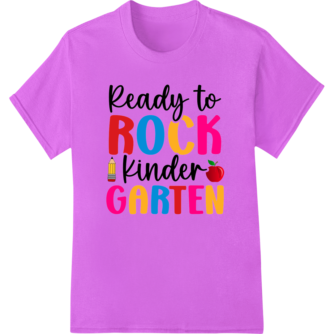 Ready to Rock Kindergarten - Colorful Back to School DTF Print on purple shirt - SUPERDTF-DTF Prints-DTF Transfers-Custom DTF Prints