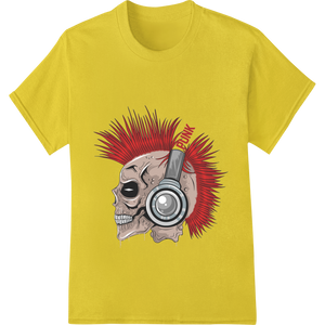 Punk Skull with Mohawk and Headphones - Edgy DTF Print with custom heat transfer artwork