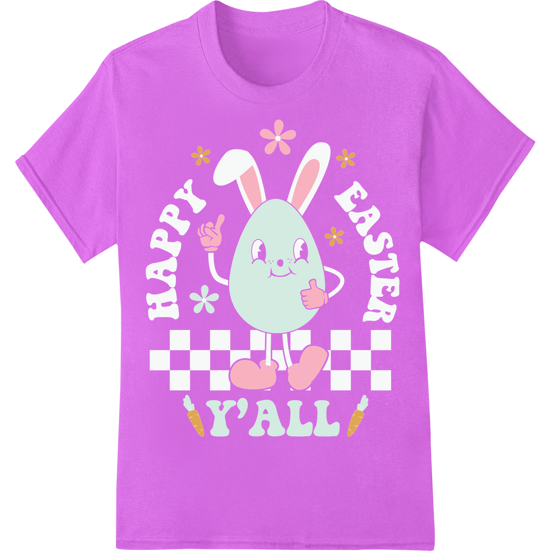 Retro Easter Bunny Heat Transfer: Vintage Charm for Y'all on purple shirt - SUPERDTF-DTF Prints-DTF Transfers-Custom DTF Prints