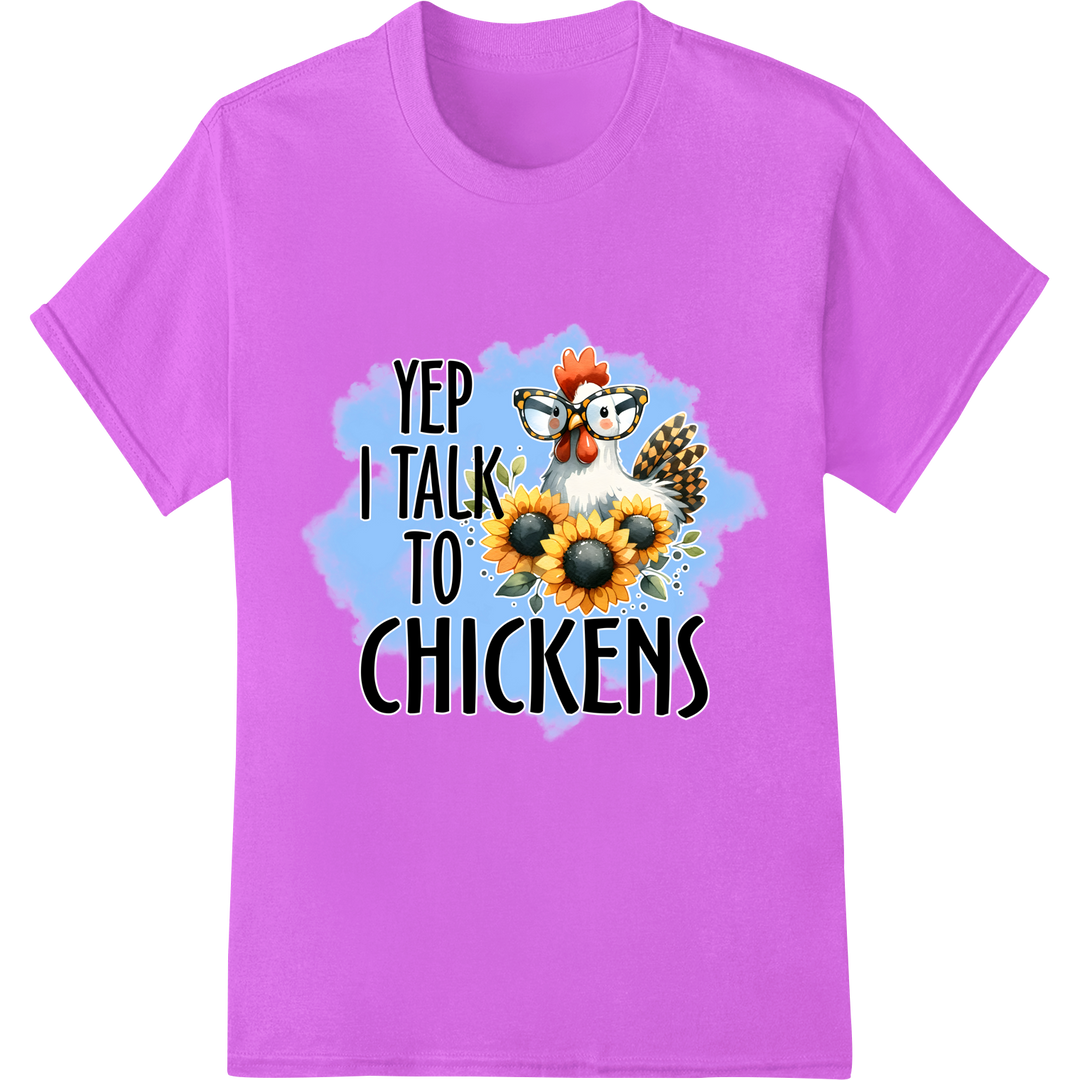 Express Your Love for Chickens with This Humorous DTF Print on purple shirt - SUPERDTF-DTF Prints-DTF Transfers-Custom DTF Prints