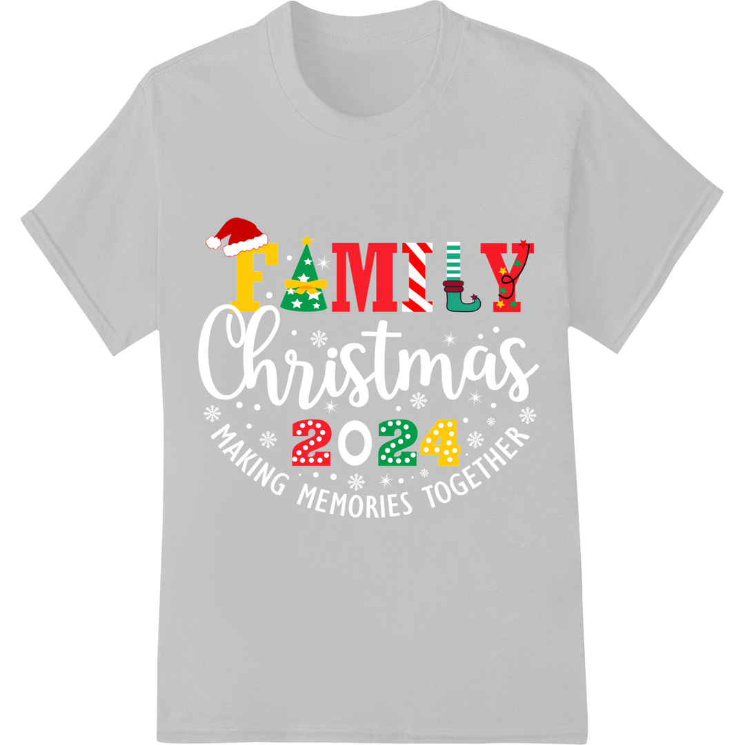 Festive 'FAMILY 2 2 4' Christmas Heat Transfer Design on white shirt - SUPERDTF-DTF Prints-DTF Transfers-Custom DTF Prints