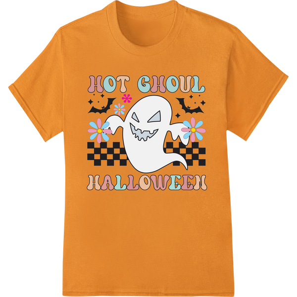 Hot Ghoul: Spooktacular Halloween DTF Print Heat Transfer on orange shirt - SUPERDTF-DTF Prints-DTF Transfers-Custom DTF Prints