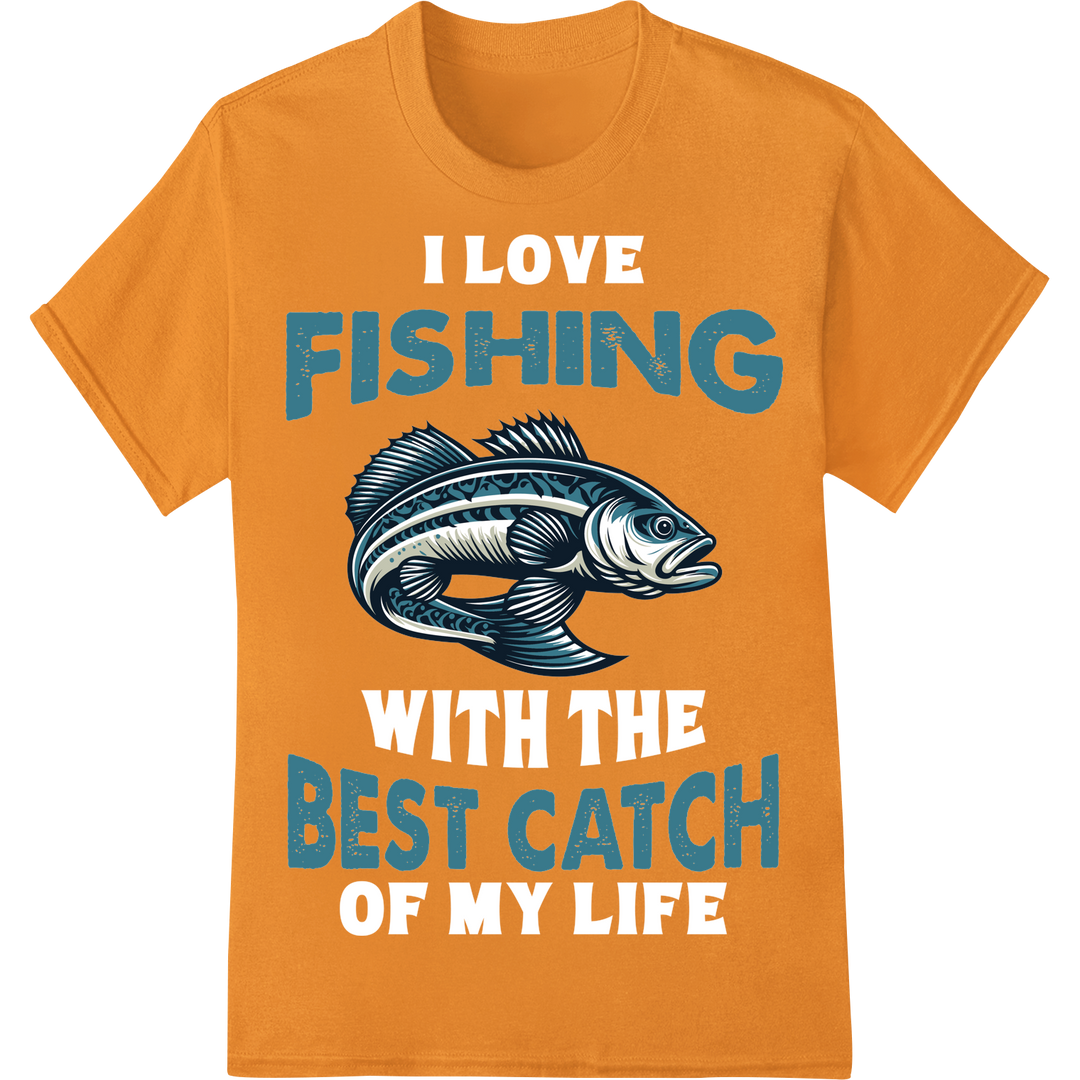 Reel in Style: Eye-Catching Fishing DTF Print Heat Transfer on orange shirt - SUPERDTF-DTF Prints-DTF Transfers-Custom DTF Prints