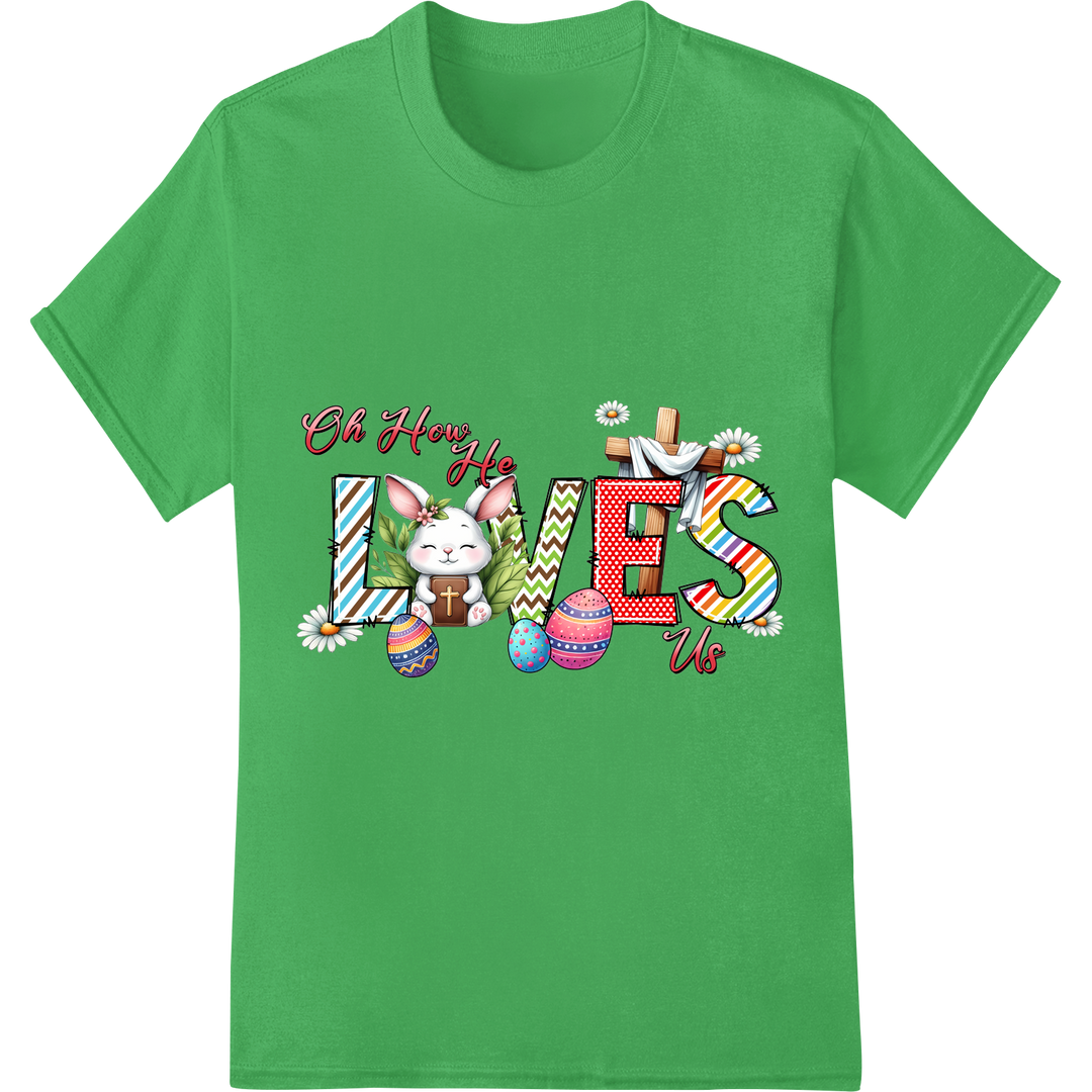 Celebrate Easter Joy with This Fun Christian DTF Print on green shirt - SUPERDTF-DTF Prints-DTF Transfers-Custom DTF Prints