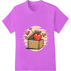 Playful Heart-in-a-Box Valentine's Day DTF Print Design with custom apparel decoration artwork