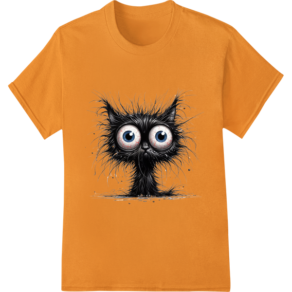 Mysterious Black Cat Halloween DTF Heat Transfer Print on orange shirt - SUPERDTF-DTF Prints-DTF Transfers-Custom DTF Prints