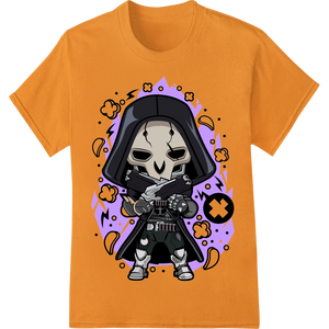 Vibrant custom t-shirts print on Edgy Skull Reaper DTF Print for Gothic Fashion Garments