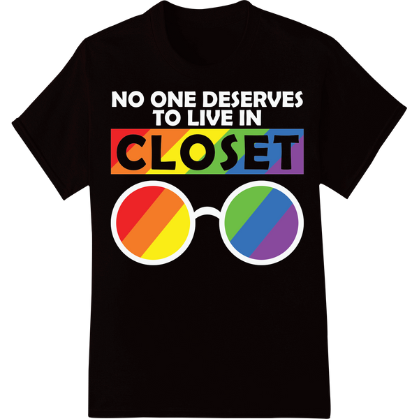 Bold Rainbow 'CLOSET' Pride DTF Print Heat Transfer on black shirt - SUPERDTF-DTF Prints-DTF Transfers-Custom DTF Prints