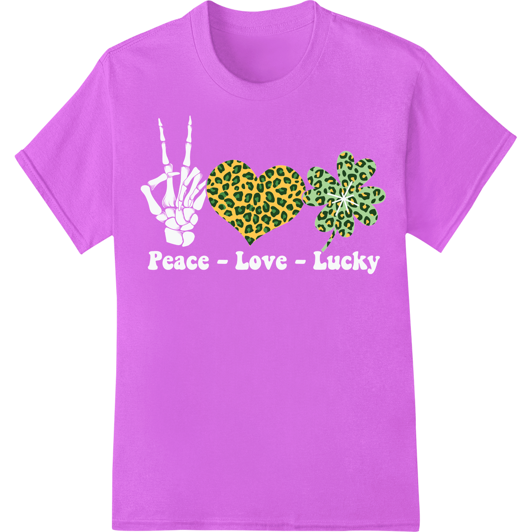 Wild Leopard Shamrock Heart DTF Print for St. Patrick's Day on purple shirt - SUPERDTF-DTF Prints-DTF Transfers-Custom DTF Prints