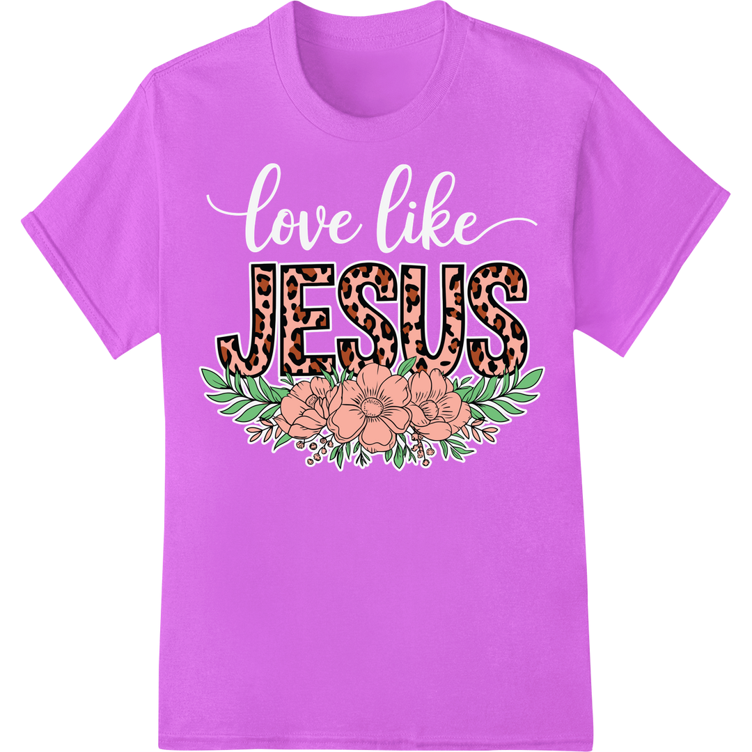 Floral 'JESUS' Easter DTF Print Heat Transfer | Faith Inspired on purple shirt - SUPERDTF-DTF Prints-DTF Transfers-Custom DTF Prints