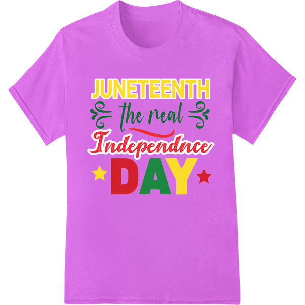 Juneteenth Freedom Tee: Celebrate The Real Independence Day on purple shirt - SUPERDTF-DTF Prints-DTF Transfers-Custom DTF Prints