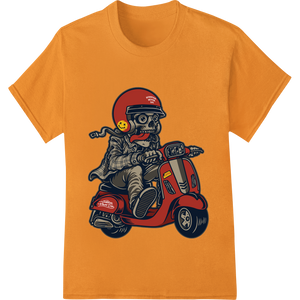 Skeleton Biker Halloween DTF Print Heat Transfer showcasing advanced bulk t-shirt printing technology