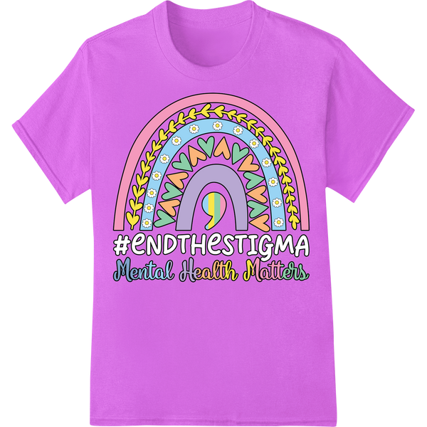 Vibrant Mandala Mental Health Awareness DTF Print Transfer on purple shirt - SUPERDTF-DTF Prints-DTF Transfers-Custom DTF Prints