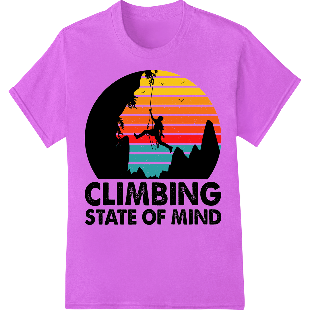 Elevate Your Spirit: 'Climbing State of Mind' DTF Print on purple shirt - SUPERDTF-DTF Prints-DTF Transfers-Custom DTF Prints