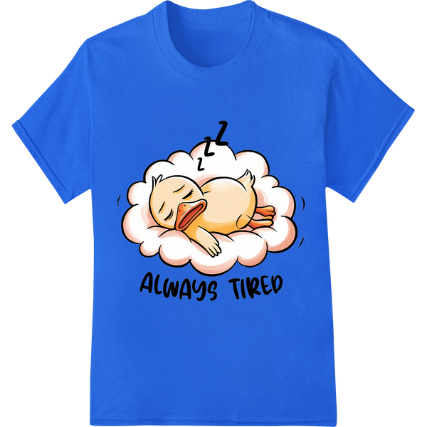 Always Tired: Adorable Sleepy Animal DTF Print Transfer on blue shirt - SUPERDTF-DTF Prints-DTF Transfers-Custom DTF Prints