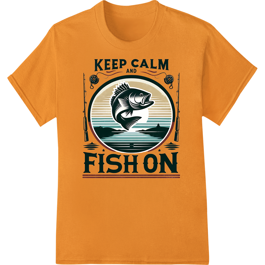 Vintage Fishing Vibes | Keep Calm DTF Print Heat Transfer on orange shirt - SUPERDTF-DTF Prints-DTF Transfers-Custom DTF Prints