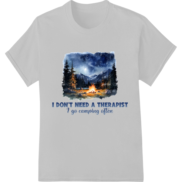 Starry Campfire Therapy: Outdoor Serenity DTF Print on white shirt - SUPERDTF-DTF Prints-DTF Transfers-Custom DTF Prints