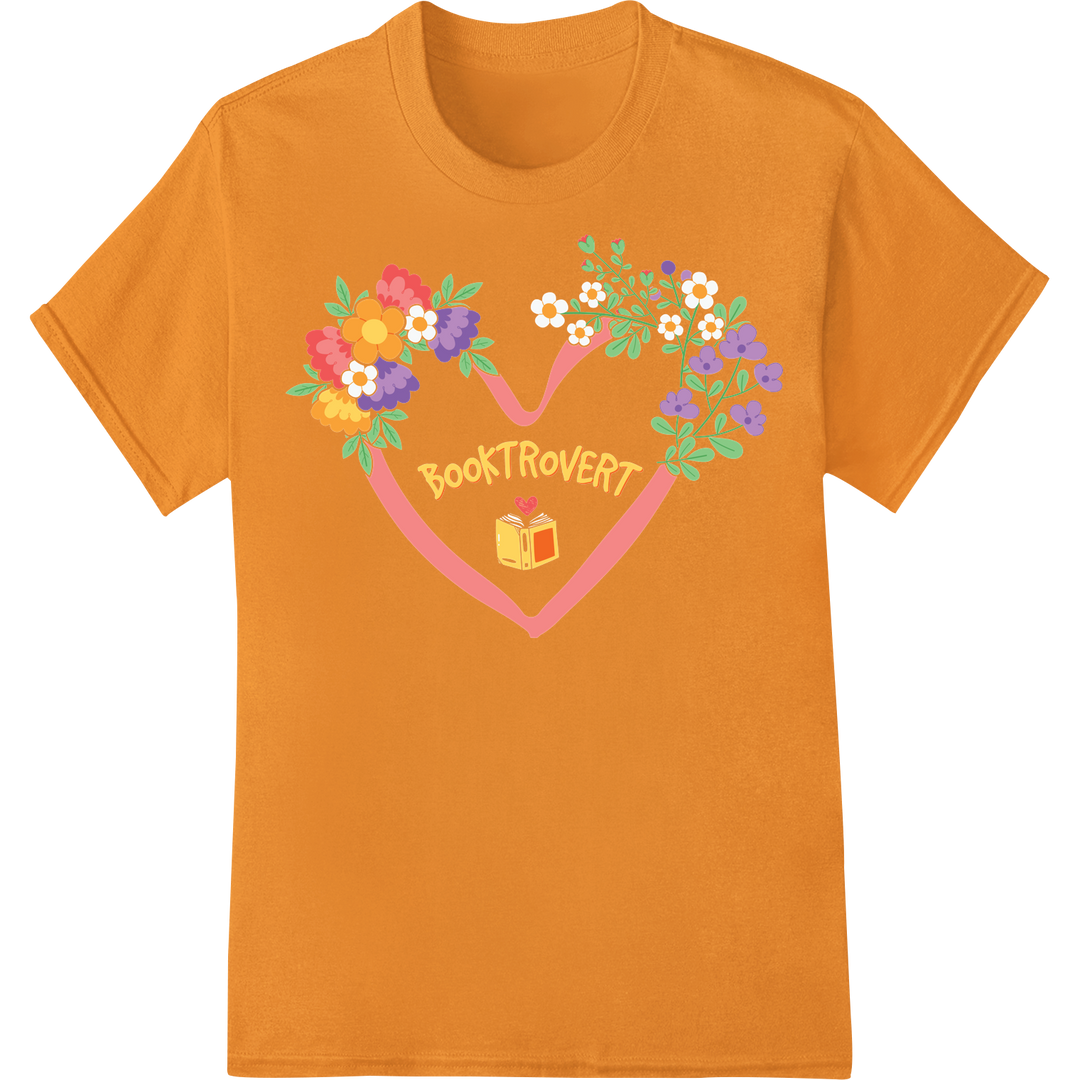 Embrace Your Inner 'Booktrovert' with this Colorful DTF Print on orange shirt - SUPERDTF-DTF Prints-DTF Transfers-Custom DTF Prints