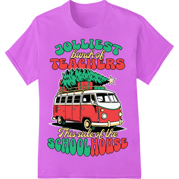 Jolliest Teachers VW Bus Ugly Christmas DTF Print Transfer on purple shirt - SUPERDTF-DTF Prints-DTF Transfers-Custom DTF Prints