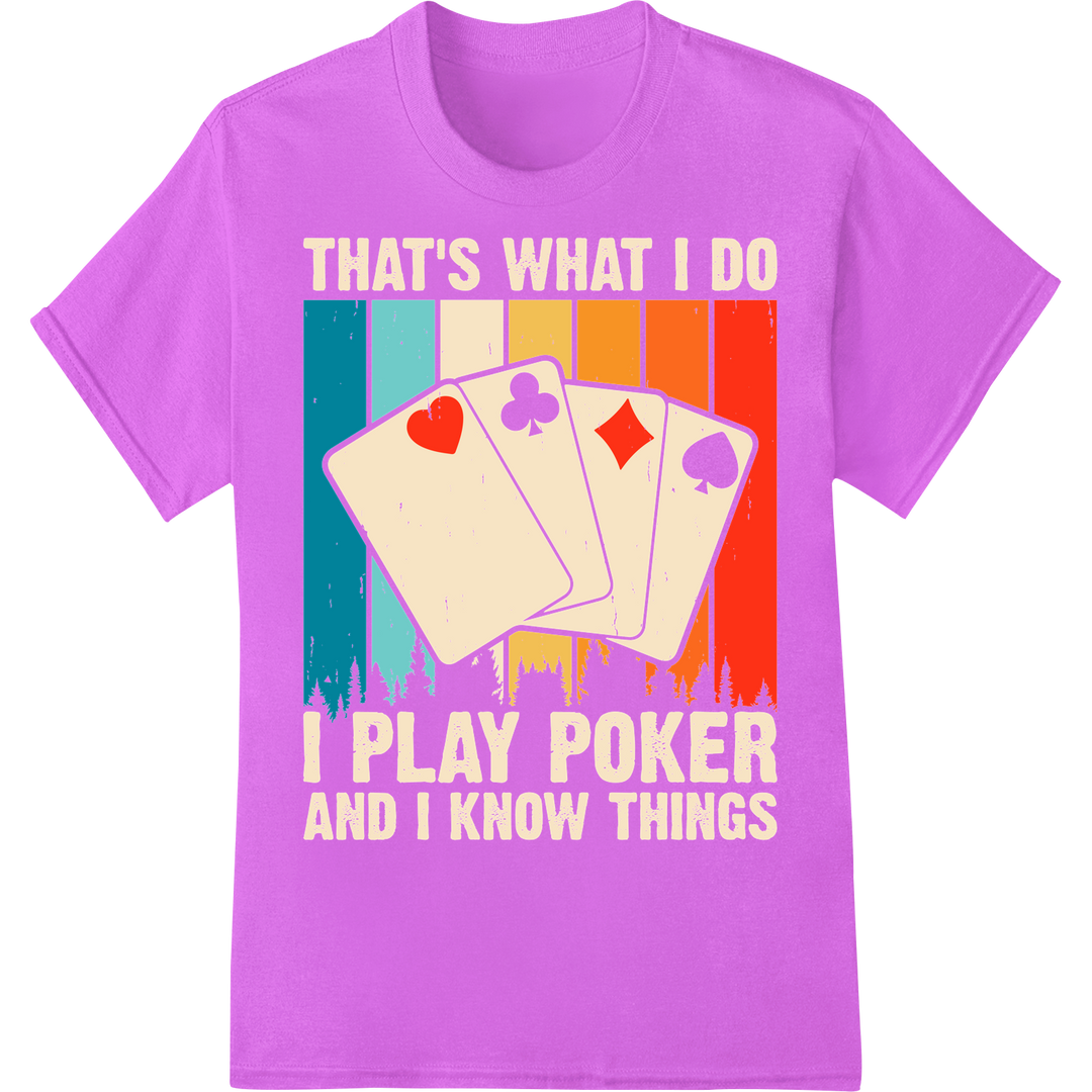 Witty Poker Saying DTF Print Transfer | Bold Retro Design on purple shirt - SUPERDTF-DTF Prints-DTF Transfers-Custom DTF Prints