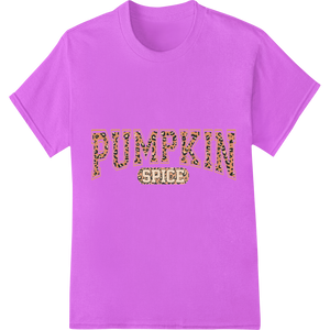 Vibrant high-quality t-shirt printing print on Leopard Print 'PUMPKIN SPICE' Fall Typography Heat Transfer