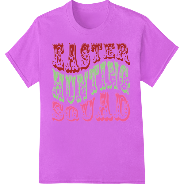 Vibrant 'Easter Hunting Squad' DTF Print | Easter Fun on purple shirt - SUPERDTF-DTF Prints-DTF Transfers-Custom DTF Prints