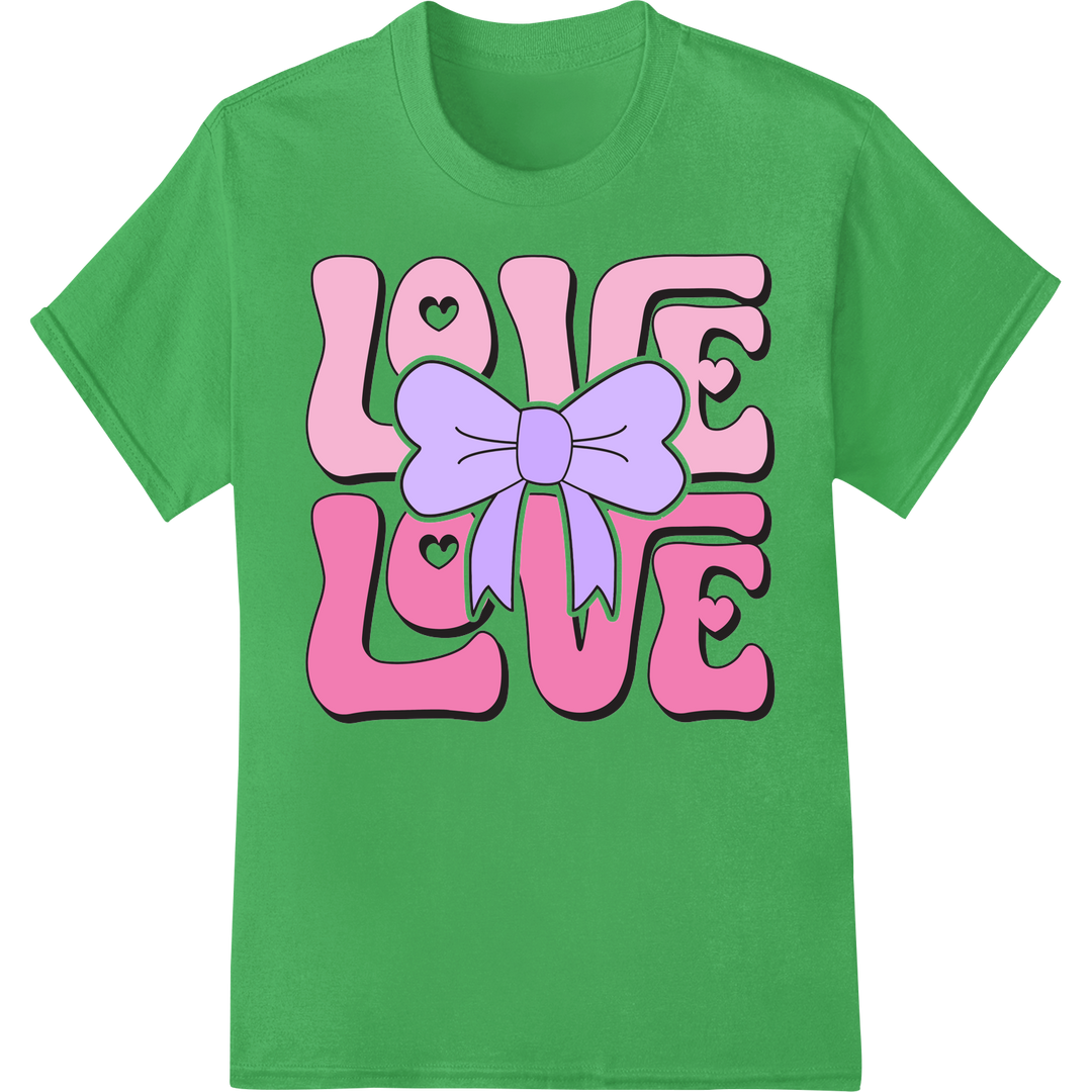 Retro Love: Vintage Valentine's Day DTF Print Heat Transfer on green shirt - SUPERDTF-DTF Prints-DTF Transfers-Custom DTF Prints