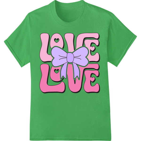 Retro Love: Vintage Valentine's Day DTF Print Heat Transfer on green shirt - SUPERDTF-DTF Prints-DTF Transfers-Custom DTF Prints