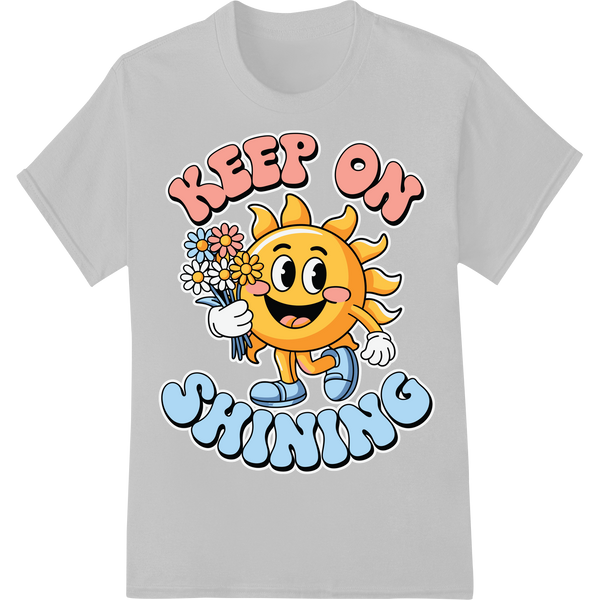 Keep On Shining: Cheerful Sun Cartoon with Flowers on white shirt - SUPERDTF-DTF Prints-DTF Transfers-Custom DTF Prints