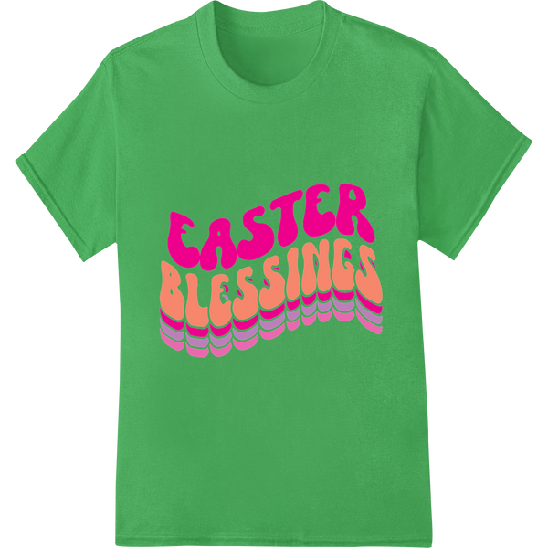 Vibrant 'EASTER BLESSINGS' DTF Print Heat Transfer on green shirt - SUPERDTF-DTF Prints-DTF Transfers-Custom DTF Prints