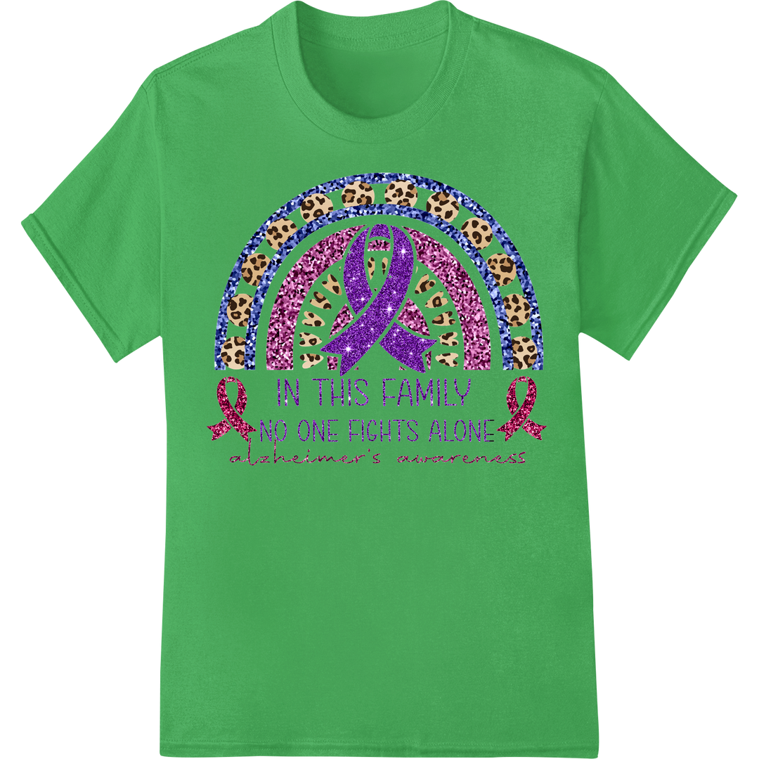 Alzheimer's Awareness Ribbon DTF Print: Family Support on green shirt - SUPERDTF-DTF Prints-DTF Transfers-Custom DTF Prints