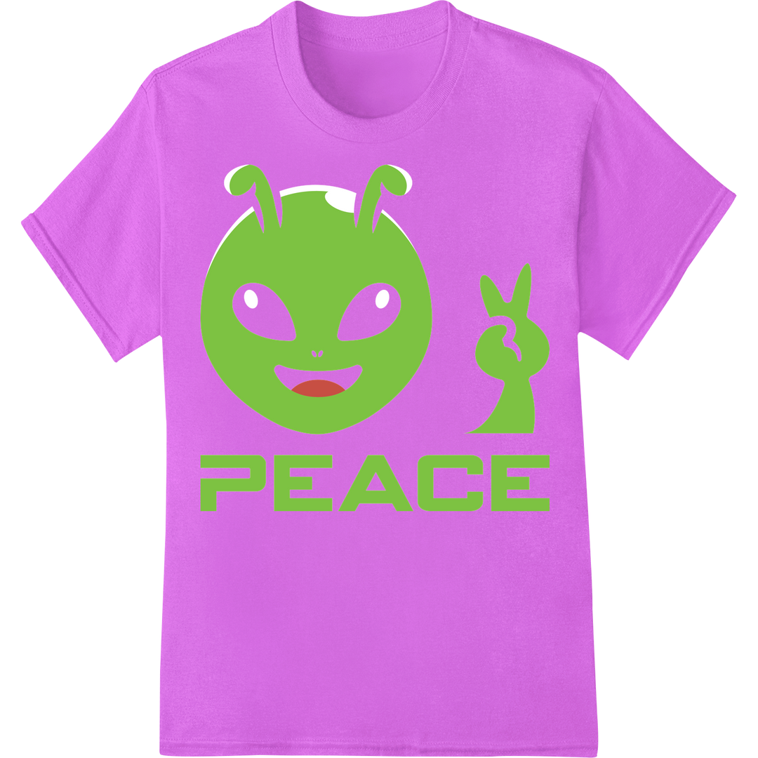 Sarcastic Alien Peace Sign DTF Print Heat Transfer on purple shirt - SUPERDTF-DTF Prints-DTF Transfers-Custom DTF Prints