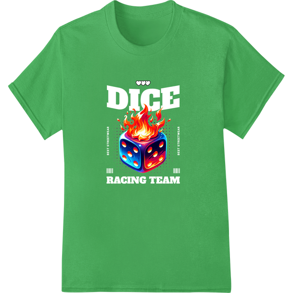 Flamin' Hot Dice DTF Print Heat Transfer showcasing advanced innovative apparel printing technology