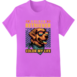 Colorful Golden Retriever Brightens Your Look showcasing advanced t shirt prints technology