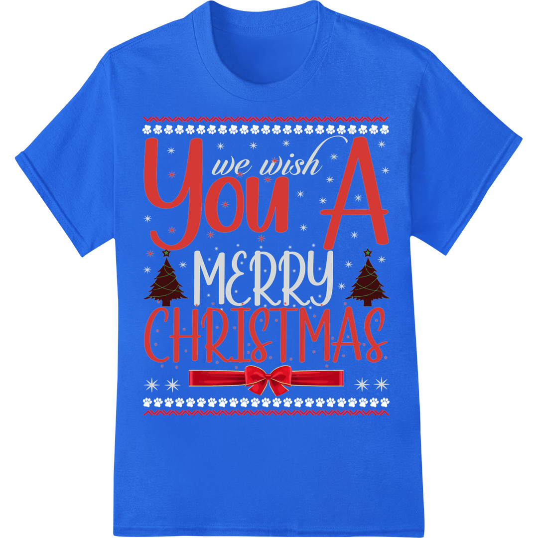 Festive 'You A Merry Christmas' DTF Print Heat Transfer on blue shirt - SUPERDTF-DTF Prints-DTF Transfers-Custom DTF Prints