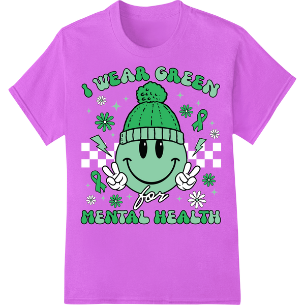 Wear Green to Show You Care: Mental Health Awareness on purple shirt - SUPERDTF-DTF Prints-DTF Transfers-Custom DTF Prints