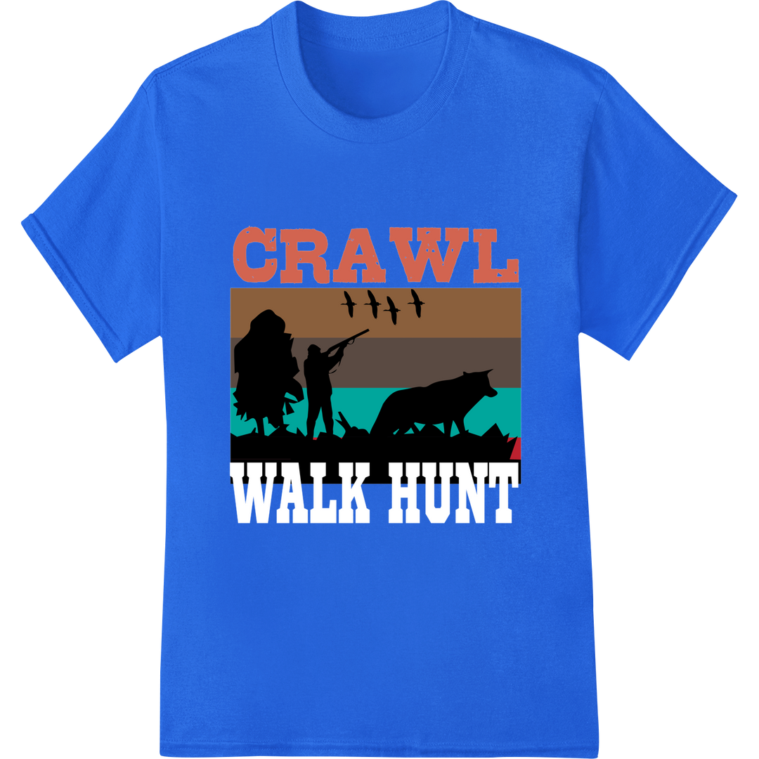 Hunting Silhouette DTF Print Heat Transfer - CRAWL on blue shirt - SUPERDTF-DTF Prints-DTF Transfers-Custom DTF Prints