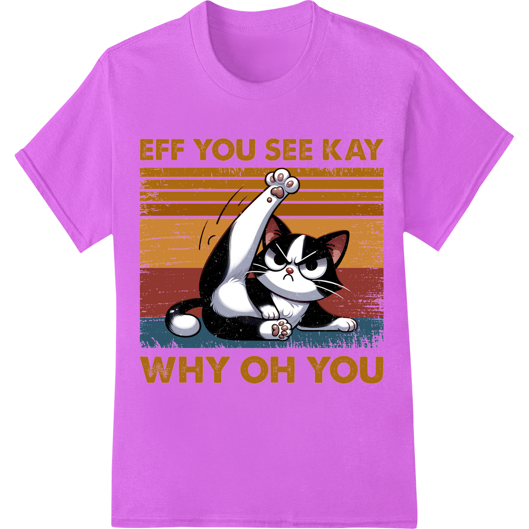 Sassy Cat Flips the Bird Funny Meme DTF Print Heat Transfer on purple shirt - SUPERDTF-DTF Prints-DTF Transfers-Custom DTF Prints