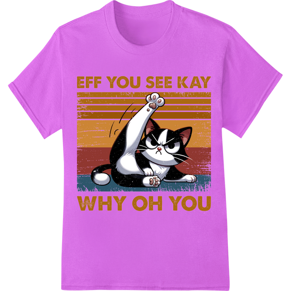 Sassy Cat Flips the Bird Funny Meme DTF Print Heat Transfer on purple shirt - SUPERDTF-DTF Prints-DTF Transfers-Custom DTF Prints