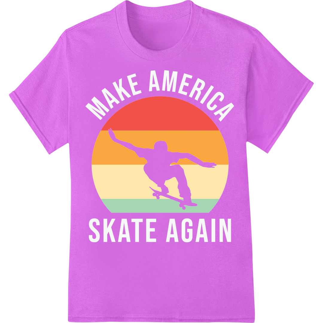 Radical 80s Skateboarding Sunset DTF Print Heat Transfer on purple shirt - SUPERDTF-DTF Prints-DTF Transfers-Custom DTF Prints