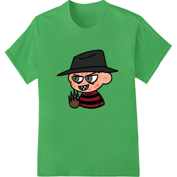 Creepy Cartoon Slasher | Halloween Horror DTF Print Transfer on green shirt - SUPERDTF-DTF Prints-DTF Transfers-Custom DTF Prints