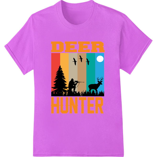 Thrilling Deer Hunter DTF Print Heat Transfer for Outdoors on purple shirt - SUPERDTF-DTF Prints-DTF Transfers-Custom DTF Prints