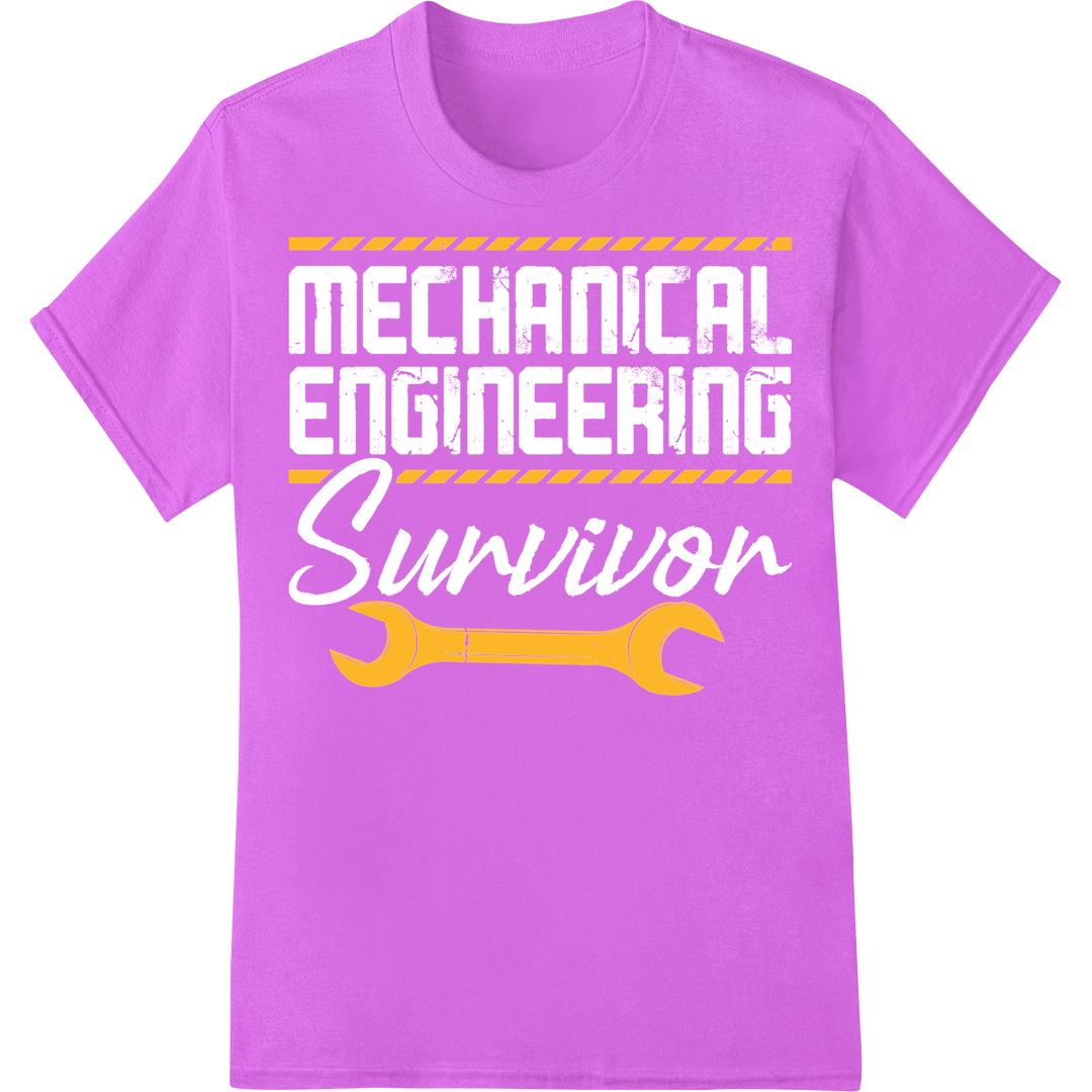 Bold Mechanic Wrench DTF Print Heat Transfer | Industrial Style on purple shirt - SUPERDTF-DTF Prints-DTF Transfers-Custom DTF Prints