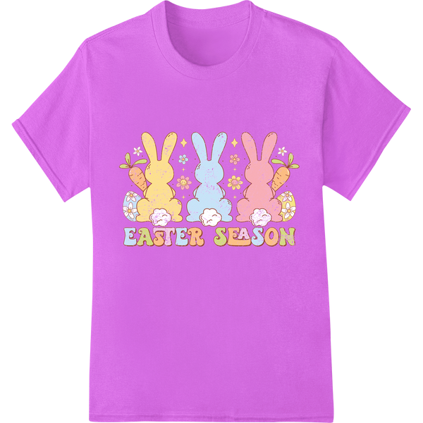 Retro Easter Bunnies DTF Print Heat Transfer | Super DTF on purple shirt - SUPERDTF-DTF Prints-DTF Transfers-Custom DTF Prints