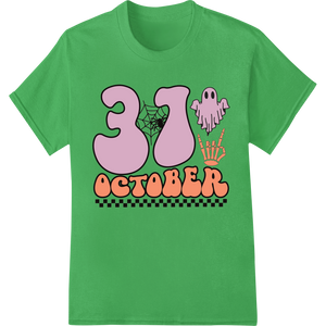 Premium quality customized apparel on Spooky 'OCTOBER' Halloween DTF Print Heat Transfer