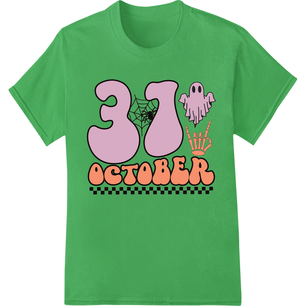 Premium quality customized apparel on Spooky 'OCTOBER' Halloween DTF Print Heat Transfer