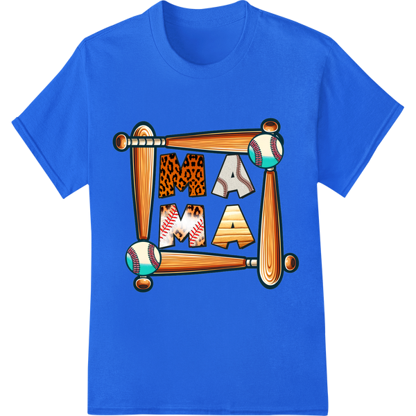 Bold 'Baseball Mom' DTF Print Heat Transfer | Mother's Day Gift on blue shirt - SUPERDTF-DTF Prints-DTF Transfers-Custom DTF Prints