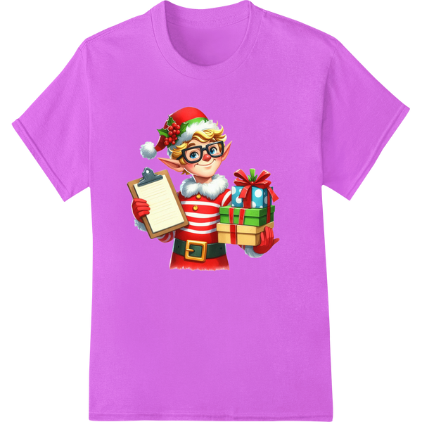 Festive Teacher Elf Christmas DTF Print Heat Transfer on purple shirt - SUPERDTF-DTF Prints-DTF Transfers-Custom DTF Prints